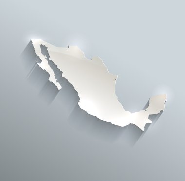 Meksika harita kart mavi beyaz kağıt 3d tarama