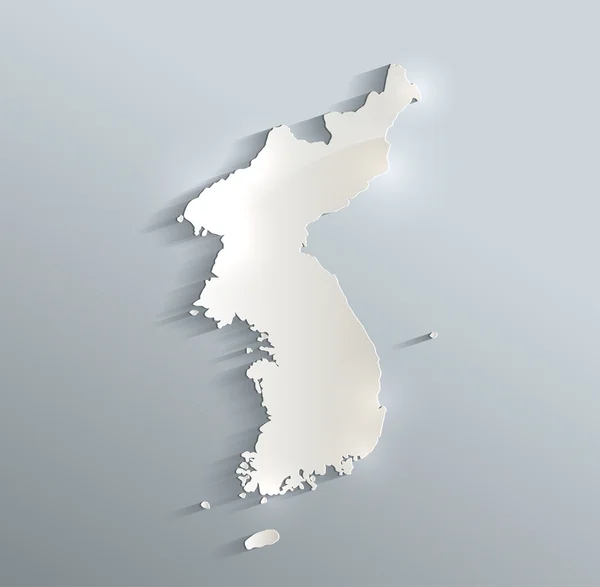 Coreia mapa azul papel cartão branco raster 3D — Fotografia de Stock