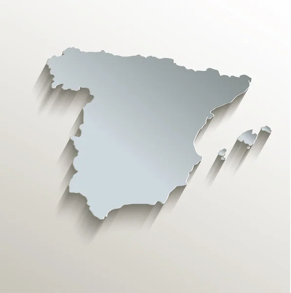 Espanha mapa papel cartão azul branco raster 3D — Fotografia de Stock