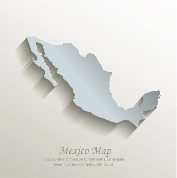 Mapa de México blanco azul tarjeta de papel 3D raster — Vector de stock