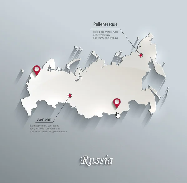 Rússia mapa azul papel cartão branco vetor 3D — Vetor de Stock