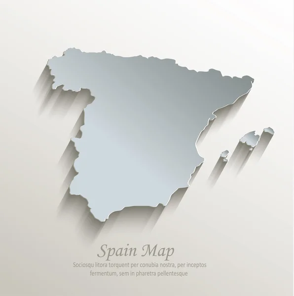 Espanha mapa papel cartão azul branco vetor 3D — Vetor de Stock