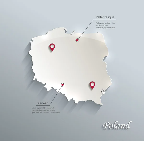 Πολωνία χάρτη μπλε, λευκή κάρτα χαρτί 3d διάνυσμα — Διανυσματικό Αρχείο