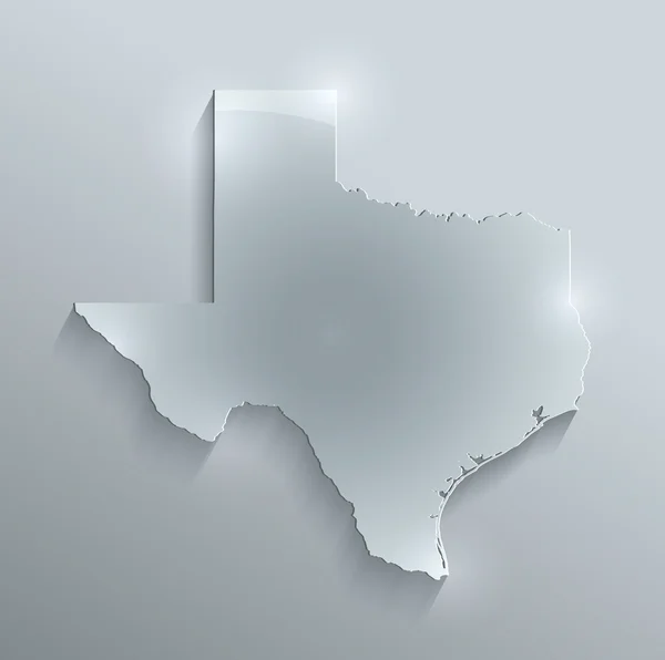 Mapa de Texas papel de tarjeta de vidrio raster 3D — Foto de Stock
