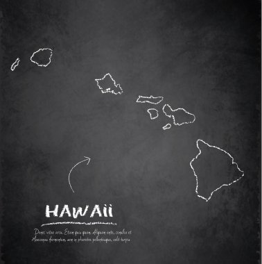 Hawaii map blackboard chalkboard vector clipart