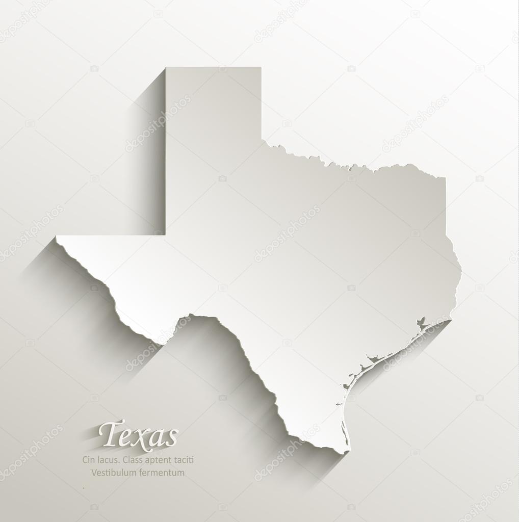 Texas map card paper 3D natural vector
