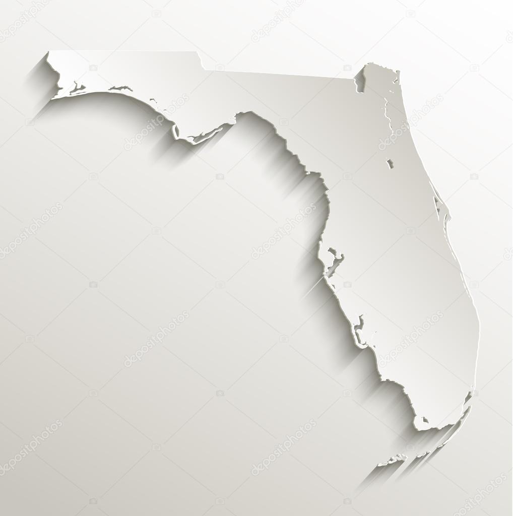 Florida map card paper 3D natural raster