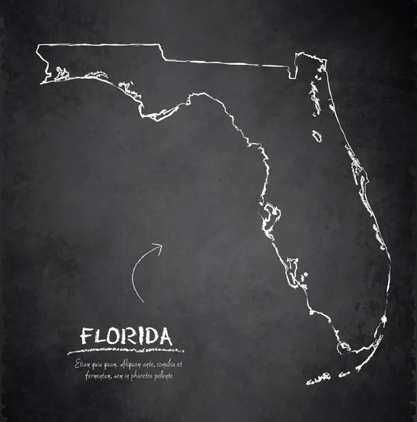 Mapa de la Florida pizarra pizarra vector — Archivo Imágenes Vectoriales