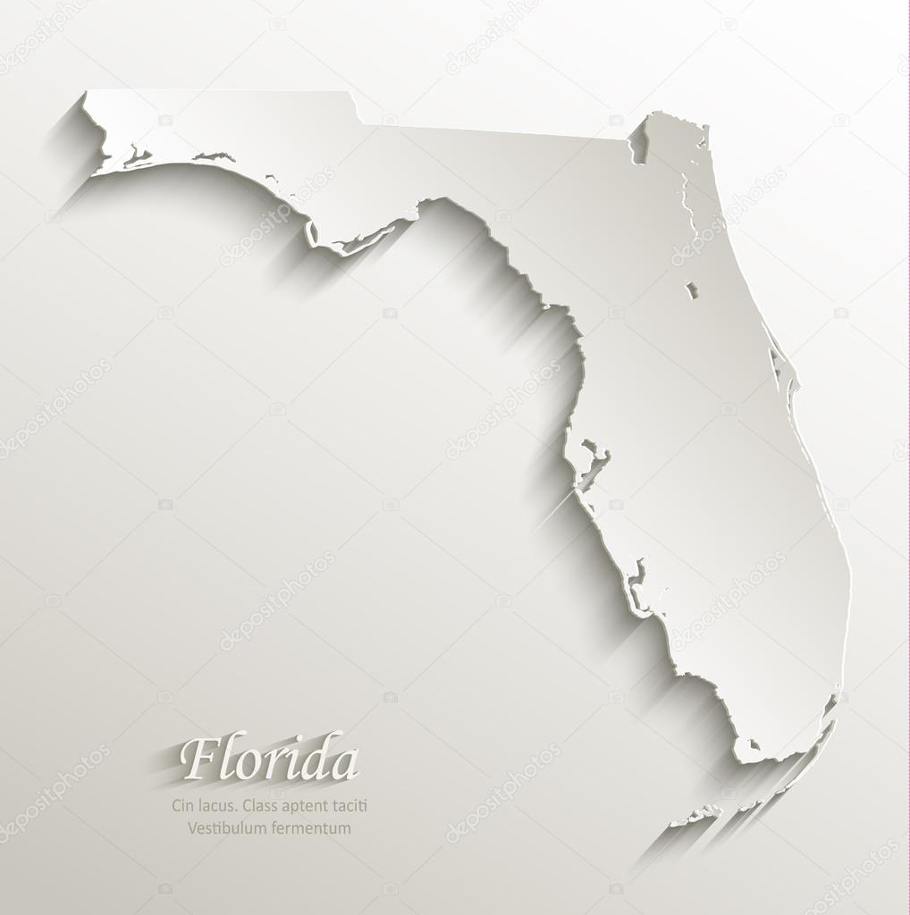 Florida map card paper 3D natural vector