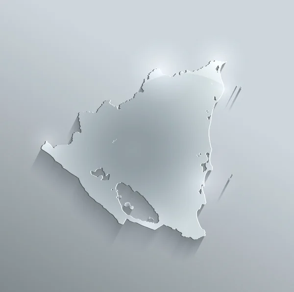 Nicarágua mapa papel cartão de vidro 3D raster em branco — Fotografia de Stock