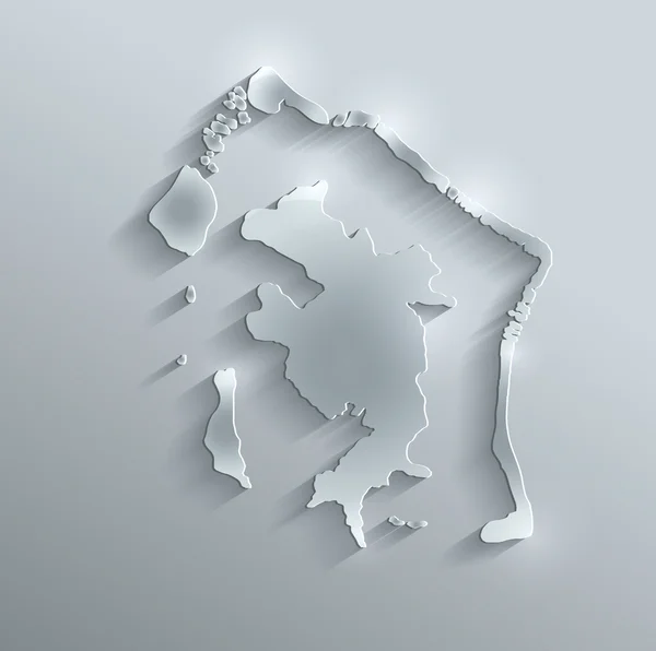 Bora-Bora mapa papel cartão de vidro 3D raster Polinésia Francesa — Fotografia de Stock