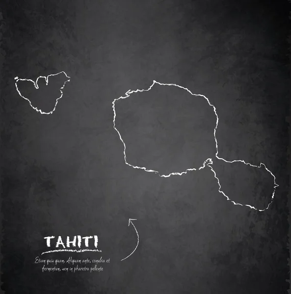 タヒチ地図黒板黒板ベクトル フランス領ポリネシア — ストックベクタ