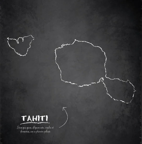 Tahiti map blackboard chalkboard vector French Polynesia — Stock Vector