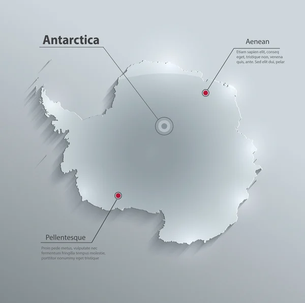 Mapa de la Antártida tarjeta de vidrio de papel 3D vector — Archivo Imágenes Vectoriales