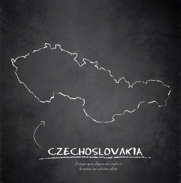 Czechoslovakia map blackboard chalkboard vector
