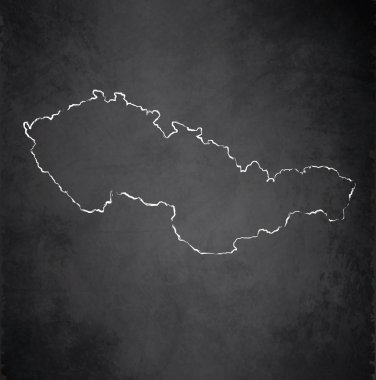 Czechoslovakia map blackboard chalkboard raster clipart