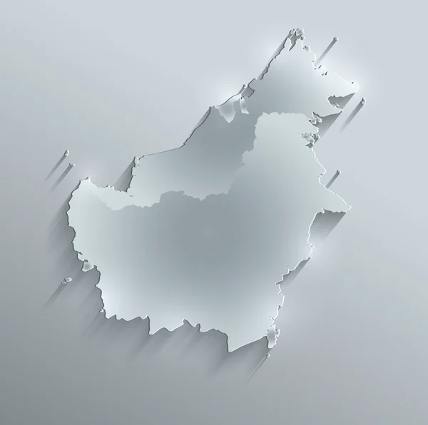 แผนที่บอร์เนียว แผนที่ กระดาษการ์ดแก้ว ราสเตอร์ 3 มิติ มาเลเซีย อินโดนีเซีย ประเทศบรูไน — ภาพถ่ายสต็อก