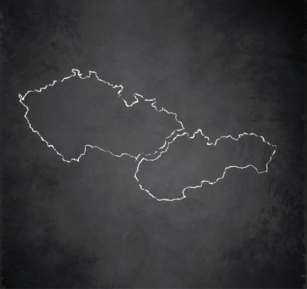 Checa Eslováquia mapa quadro negro raster Checoslováquia mapas separados — Fotografia de Stock