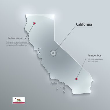 California harita bayrak cam kart kağıt 3B vektör
