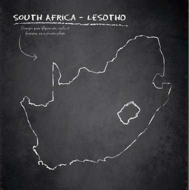 Güney Afrika Lesoto Haritası blackboard kara tahta vektör