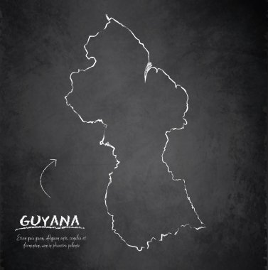 Guyana Haritası blackboard kara tahta vektör