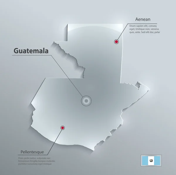 Guatemala mapa bandeira papel cartão de vidro vetor 3D —  Vetores de Stock