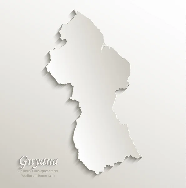Guyana mapa tarjeta de papel 3D vector natural — Vector de stock