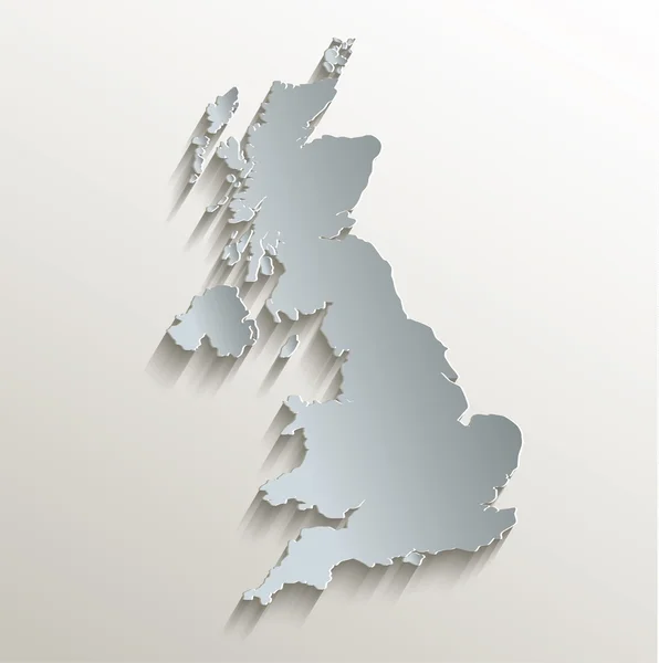 İngiltere harita kart mavi beyaz kağıt 3d tarama — Stok fotoğraf