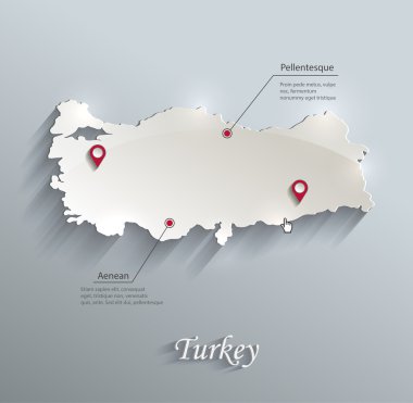 Türkiye'de harita kart mavi beyaz kağıt 3B vektör