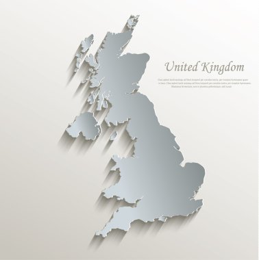 İngiltere harita kart mavi beyaz kağıt 3B vektör