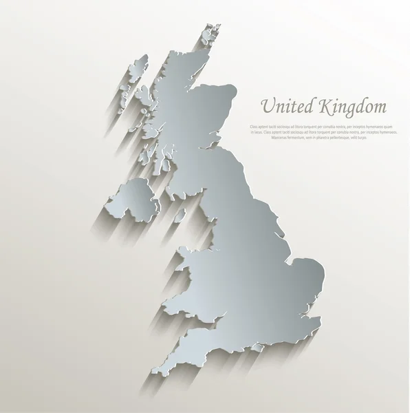 Egyesült Királyság megjelenítése fehér kék kártya papír 3d vector — Stock Vector