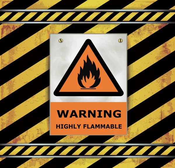 Sign caution blackboard warning highly flammable vector — Stock Vector