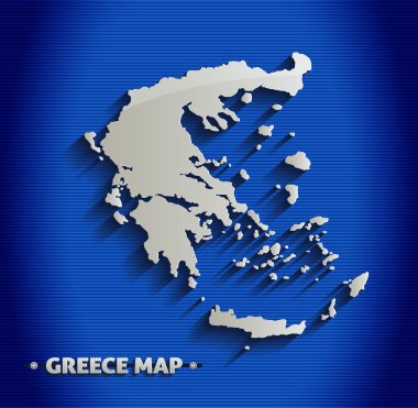 Yunanistan Haritası mavi çizgi 3B vektör