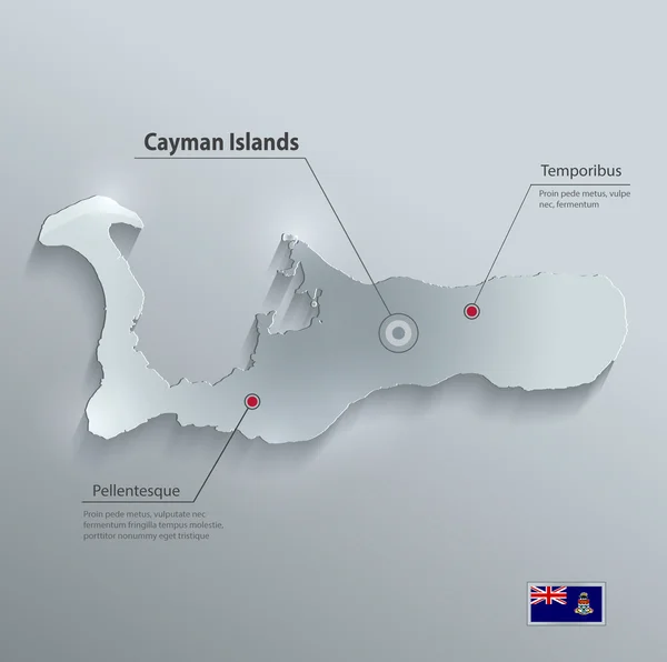 Caymaneilanden kaart vlag glas kaart papier 3D-vector Grand Cayman — Stockvector