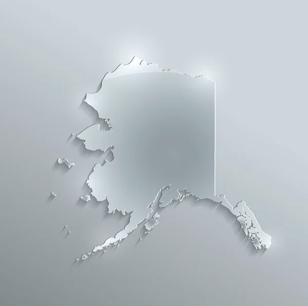 Alaska mapa de papel de tarjeta de vidrio 3D raster —  Fotos de Stock