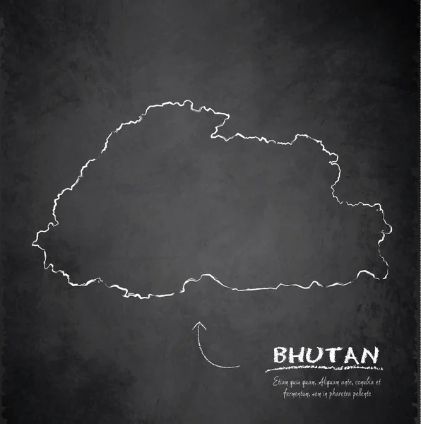 Bhutan kaart schoolbord krijtbord vector — Stockvector