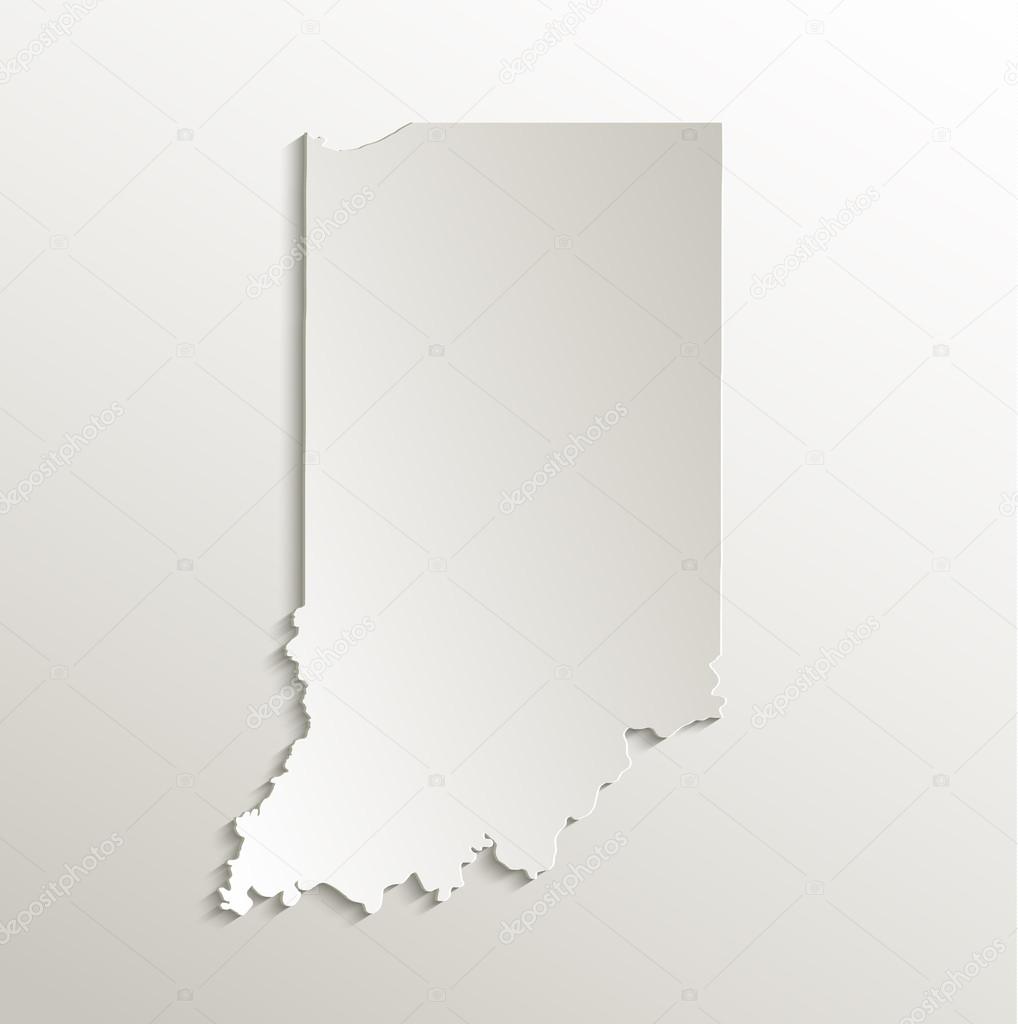 Indiana map card paper 3D natural raster