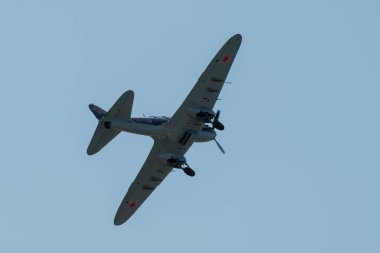 30 Ağustos 2019. Zhukovsky, Rusya. İkinci Dünya Savaşı 'nın Sovyet saldırı uçağı Il-2 Uluslararası Havacılık ve Uzay Salonu MAKS 2019.