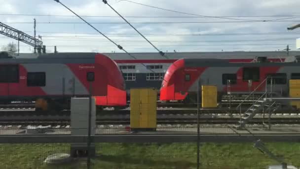 Vue Des Trains Électriques Lastochka Anneau Central Moscou Mcr Depuis — Video