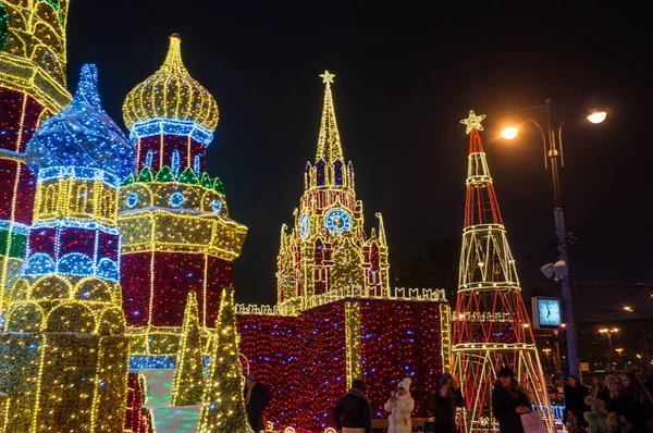 Grudnia 2018 Moskwa Rosja Oświetlenie Noworoczne Terenie Kijowa Moskwie — Zdjęcie stockowe
