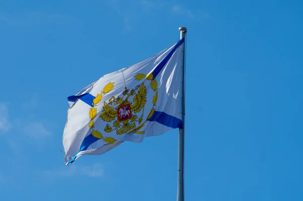 Flag Commander Russian Navy Admiralty Building Petersburg — Stock Photo, Image