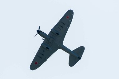 30 Ağustos 2019. Zhukovsky, Rusya. İkinci Dünya Savaşı 'nın Sovyet saldırı uçağı Il-2 Uluslararası Havacılık ve Uzay Salonu MAKS 2019.