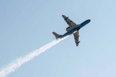 30 Ağustos 2019. Zhukovsky, Rusya. Çok amaçlı amfibi uçak Beriev Be-200 Altair Uluslararası Havacılık ve Uzay Salonu MAKS 2019.