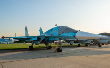 30 Ağustos 2019, Moskova bölgesi, Rusya. Rus Supersonic savaş uçağı Sukhoi Su-34 