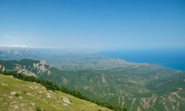 Vista Costa Del Mar Negro Desde Valle Cordillera Demerdzhi Crimea —  Fotos de Stock