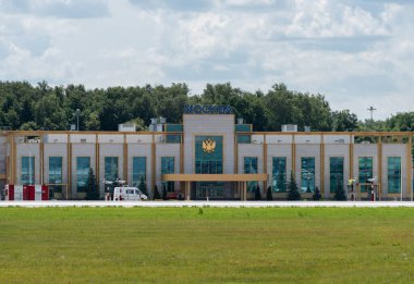 2 Temmuz 2019, Moskova, Rusya. Uluslararası havalimanı Vnukovo 2 'nin terminal binası, Başkan ve Rus Hükümeti üyelerinin uçuşlarına hizmet vermektedir.