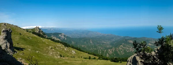 Vista Costa Del Mar Negro Desde Valle Cordillera Demerdzhi Crimea —  Fotos de Stock