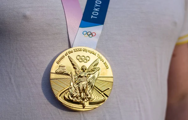 Kwietnia 2021 Tokio Japonia Złoty Medal Xxxii Letnich Igrzysk Olimpijskich — Zdjęcie stockowe