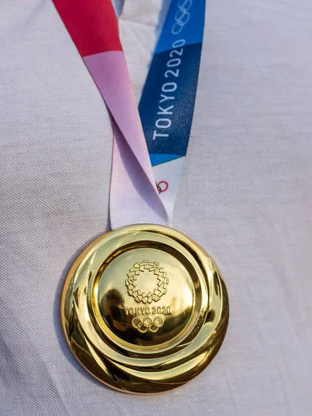 Abril 2021 Tóquio Japão Medalha Ouro Dos Xxxii Jogos Olímpicos — Fotografia de Stock