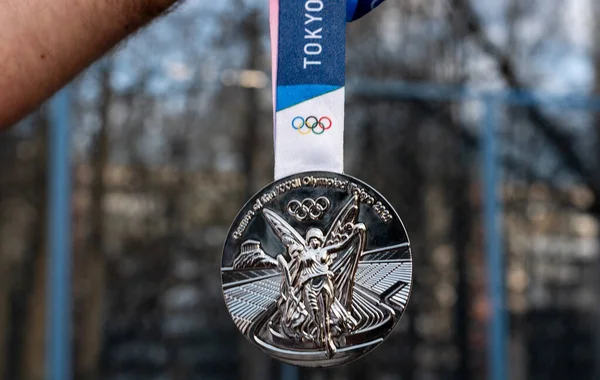 Abril 2021 Tóquio Japão Medalha Prata Dos Xxxii Jogos Olímpicos — Fotografia de Stock